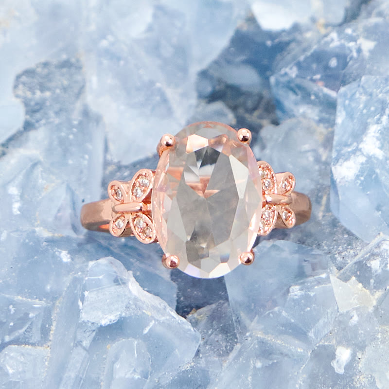 Olivenorma Large Oval Sun Stone Butterfly Ring - image 2