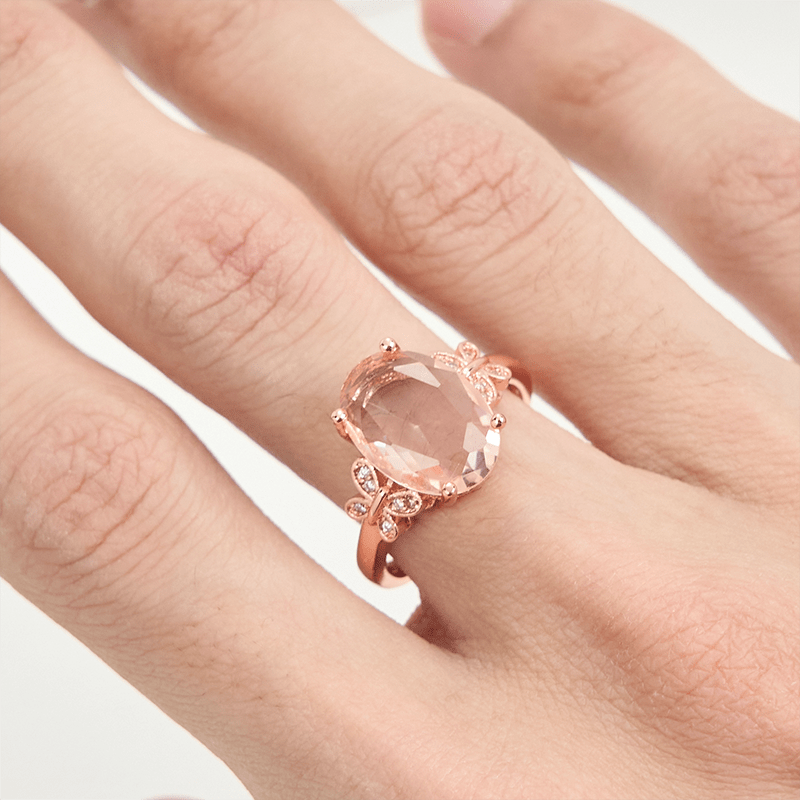 Olivenorma Large Oval Sun Stone Butterfly Ring - image 1