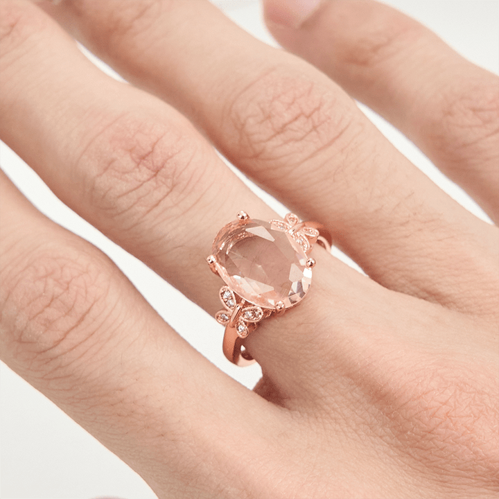 Olivenorma Large Oval Sun Stone Butterfly Ring - image 1