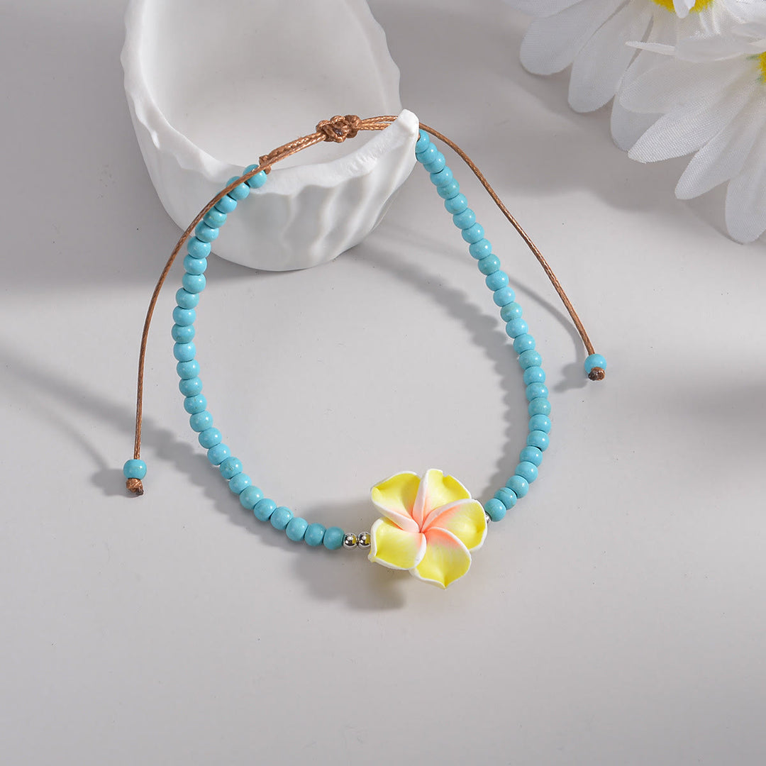 Olivenorma Turquoise Plumeria Beaded Anklet - image 2
