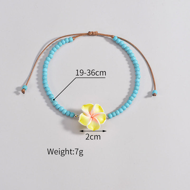 Olivenorma Turquoise Plumeria Beaded Anklet - image 3