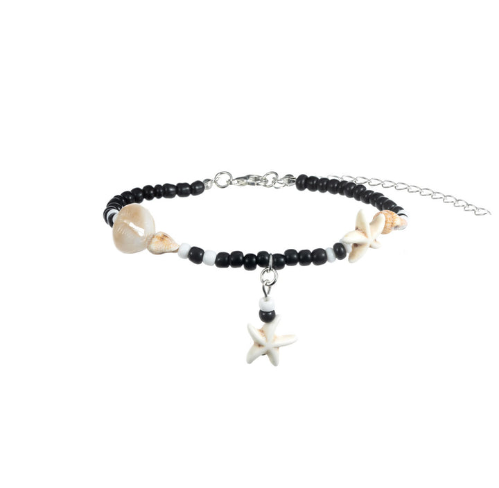 Olivenorma Turquoise Black Onyx Starfish Snail Beaded Anklet - image 4