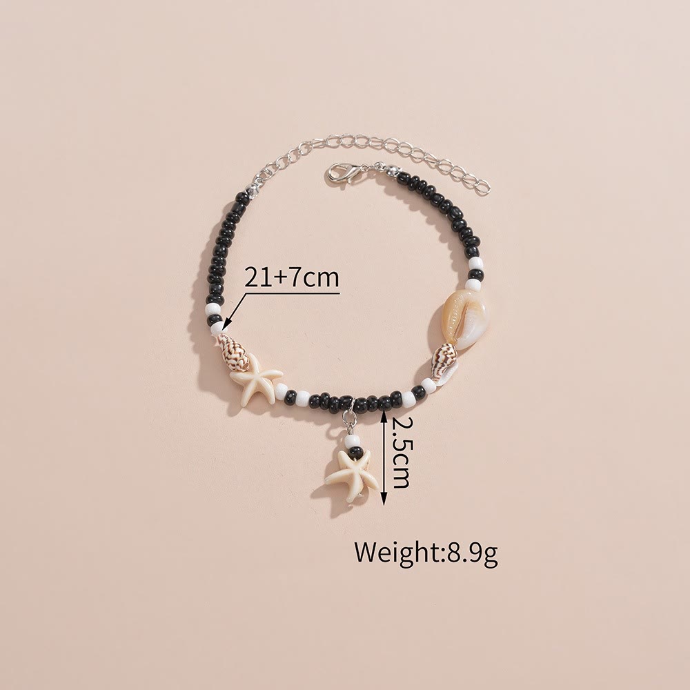 Olivenorma Turquoise Black Onyx Starfish Snail Beaded Anklet - image 11