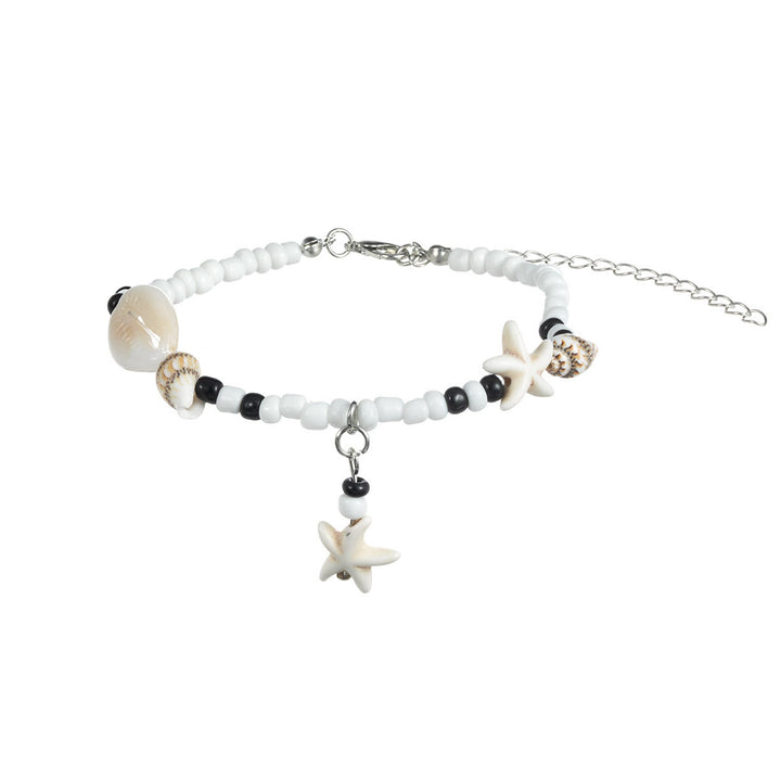 Olivenorma Turquoise Black Onyx Starfish Snail Beaded Anklet - image 7