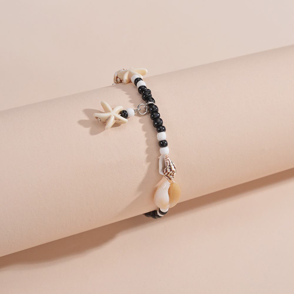 Olivenorma Turquoise Black Onyx Starfish Snail Beaded Anklet - image 9