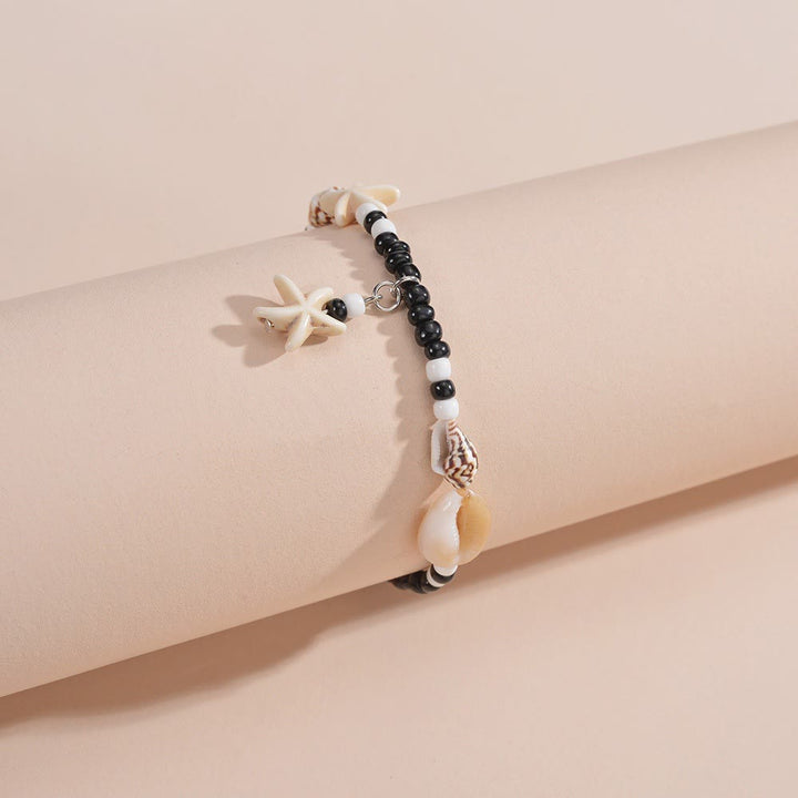 Olivenorma Turquoise Black Onyx Starfish Snail Beaded Anklet - image 9