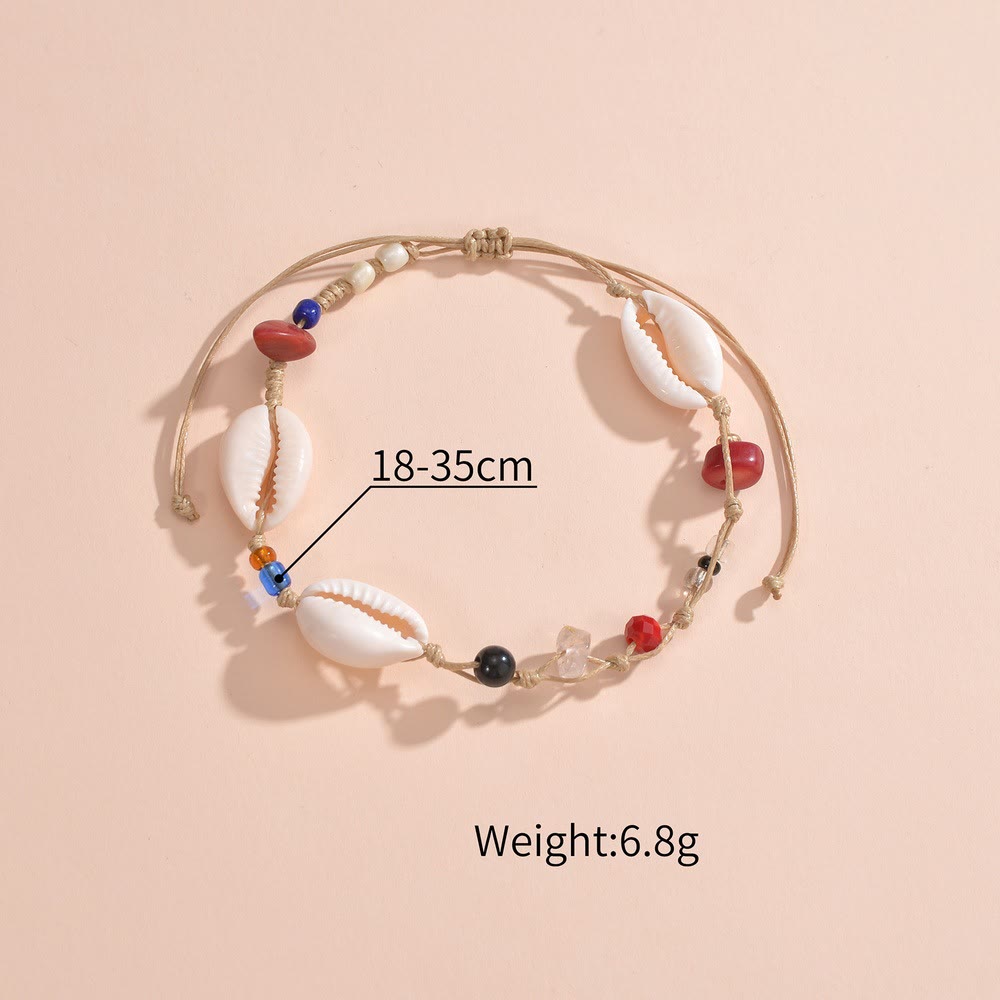 Olivenorma Red Agate Black Onyx Shell Beaded Anklet - image 3