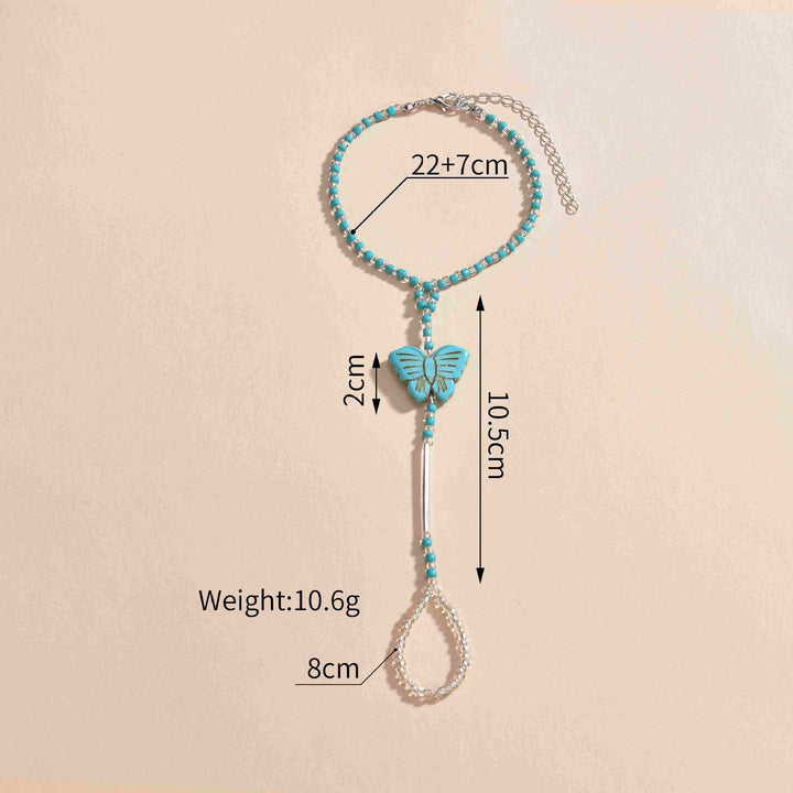 Olivenorma Turquoise Beaded Butterfly Piercing Anklet - image 3