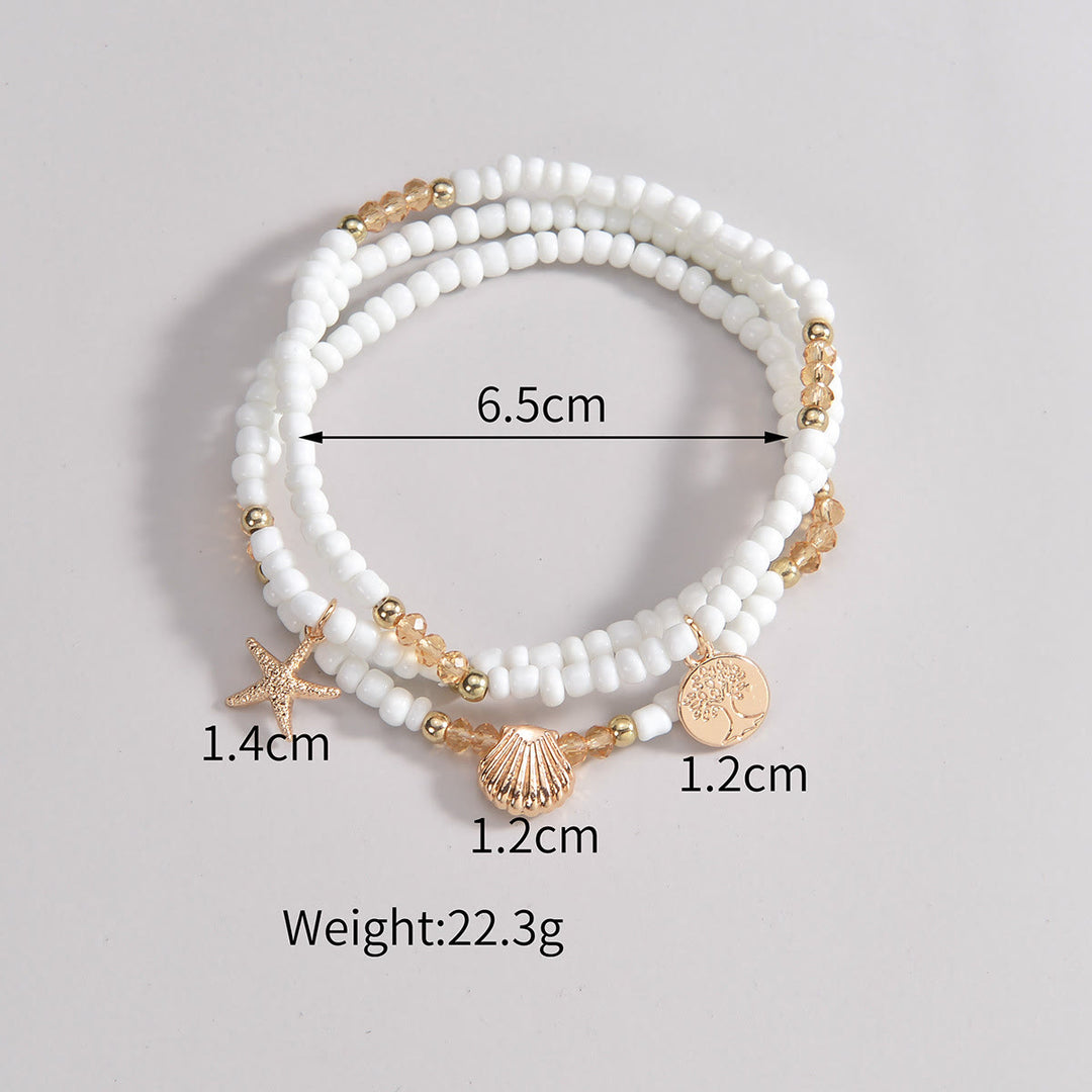 Olivenorma 3Pcs Black White Beads Metal Pendant Anklet - image 8