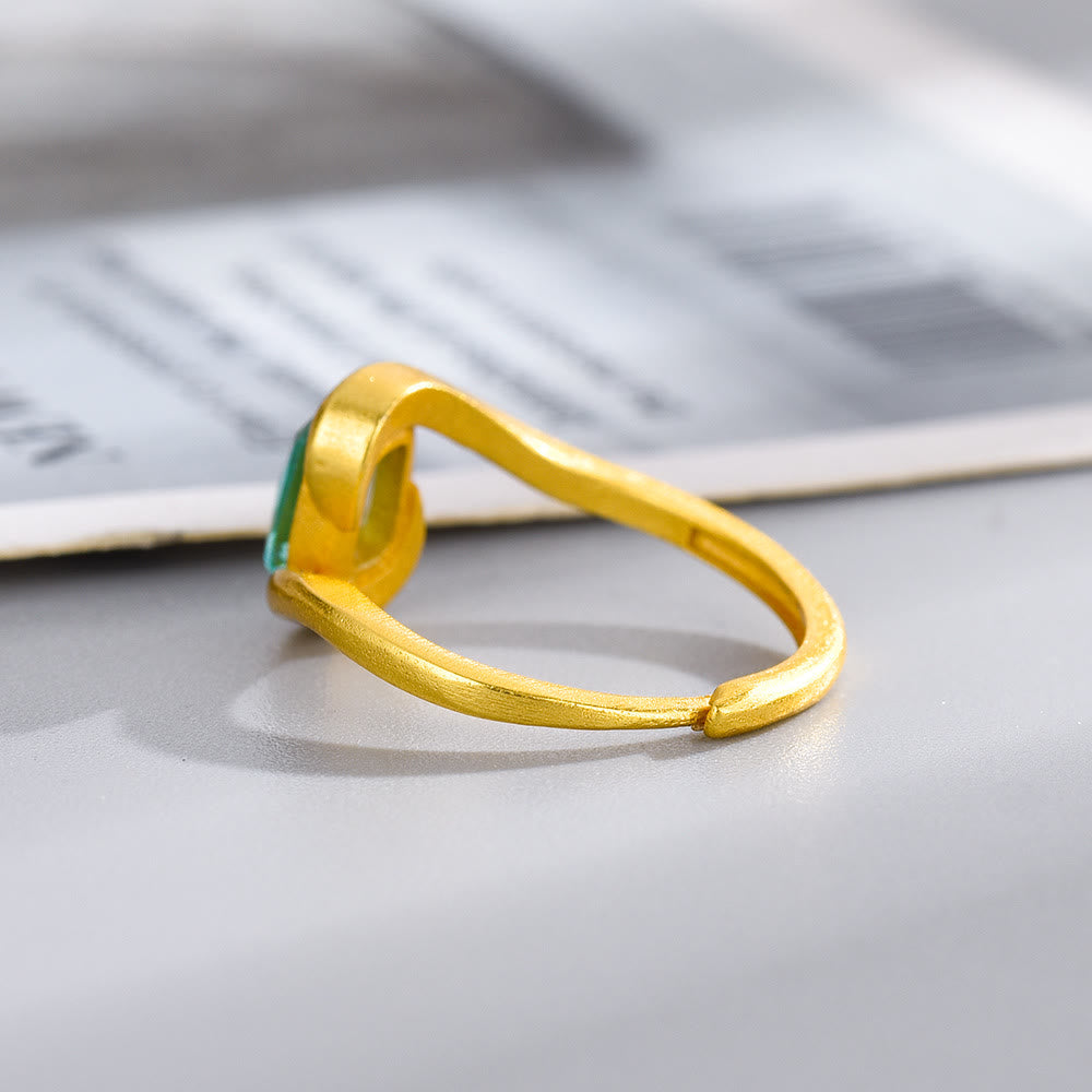 Olivenorma Square Cut Emerald Eye of Cyclone Ring - image 3