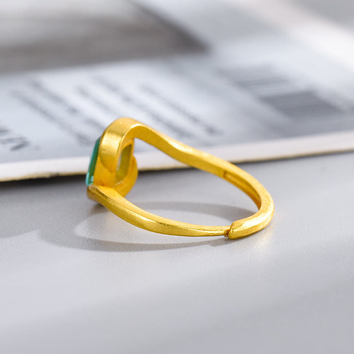 Olivenorma Square Cut Emerald Eye of Cyclone Ring - image 3