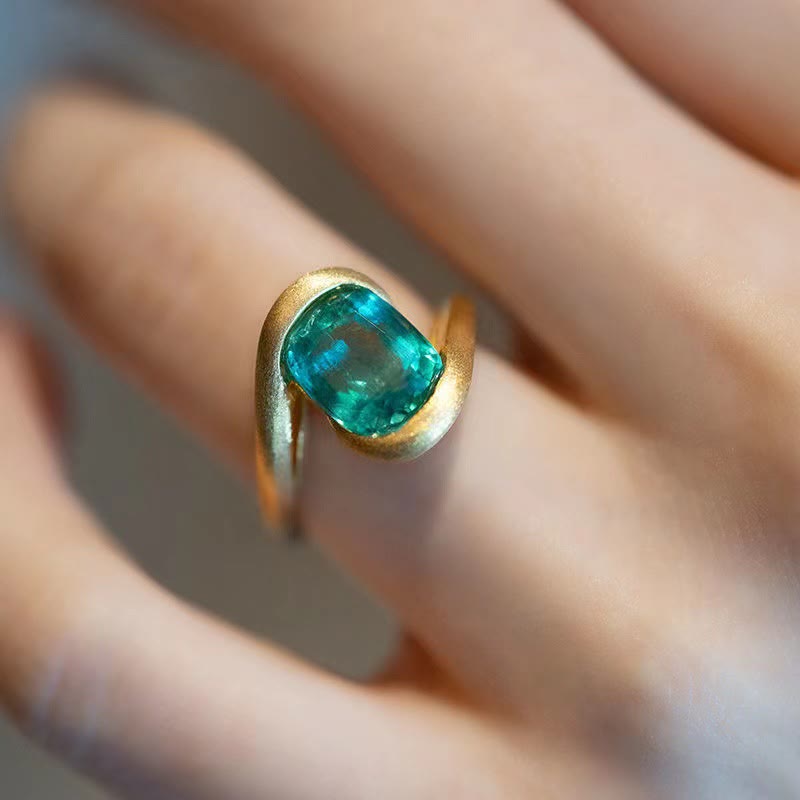 Olivenorma Square Cut Emerald Eye of Cyclone Ring - Emerald - image 0