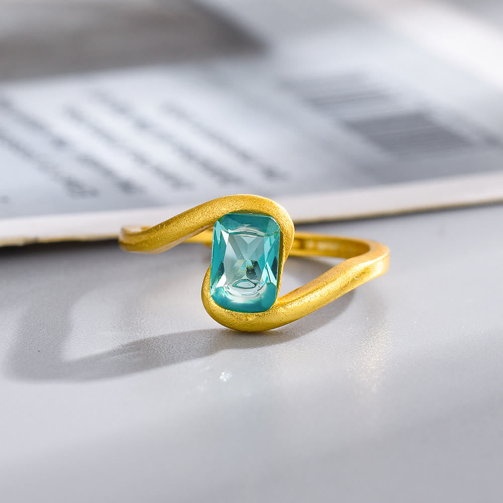 Olivenorma Square Cut Emerald Eye of Cyclone Ring - image 2