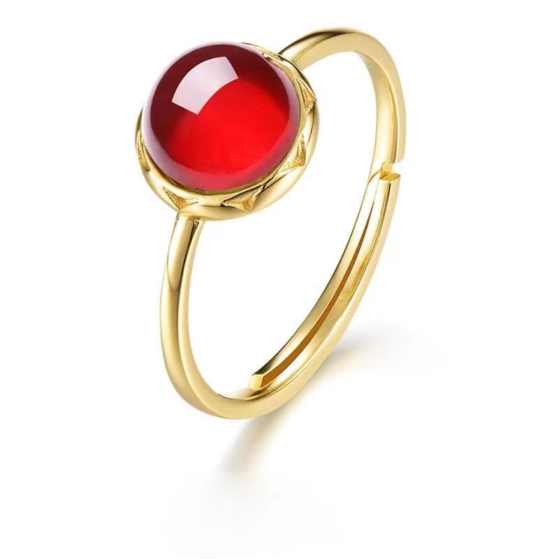 Olivenorma Retro Simple Round Stone Garnet Ring - image 8