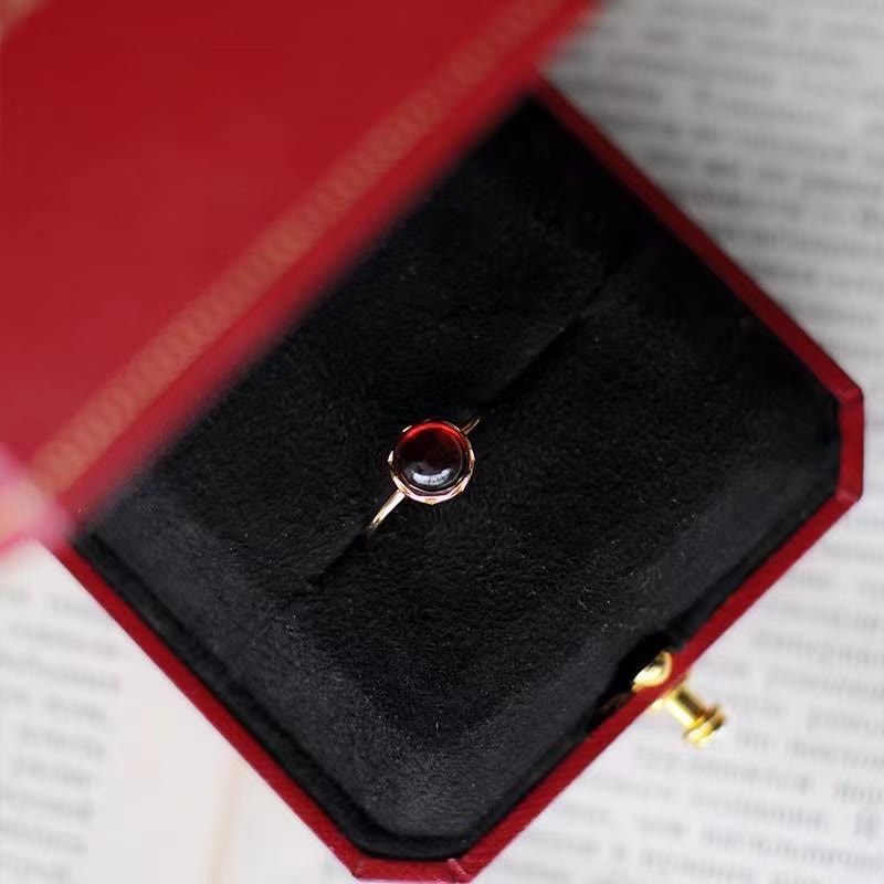 Olivenorma Retro Simple Round Stone Garnet Ring - image 7
