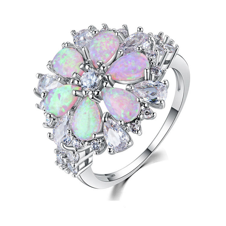 Olivenorma Pink Opal Flower Floral Ring - image 3