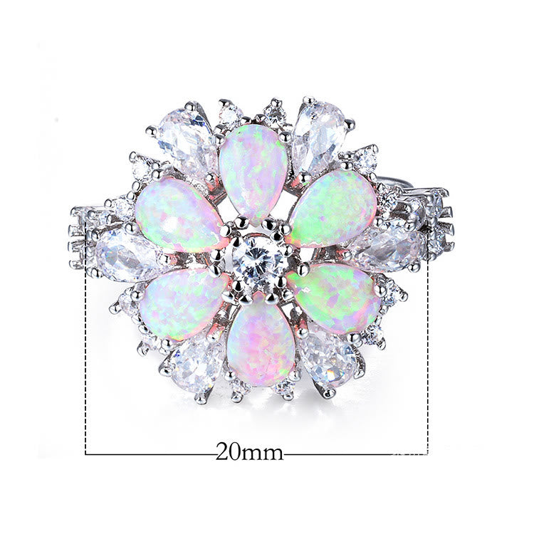 Olivenorma Pink Opal Flower Floral Ring - image 4