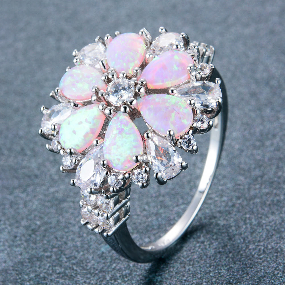 Olivenorma Pink Opal Flower Floral Ring - US 10 - image 0
