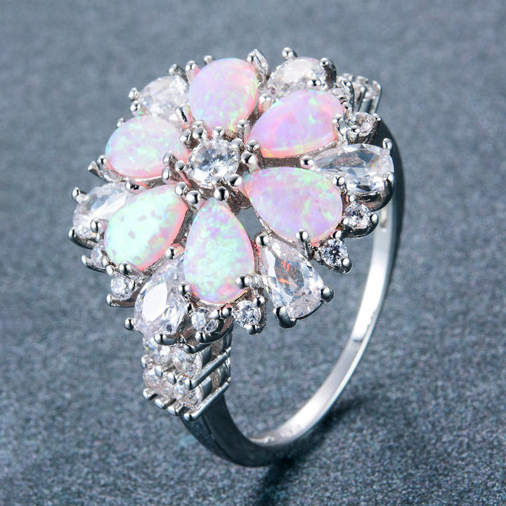 Olivenorma Pink Opal Flower Floral Ring - US 10 - image 0