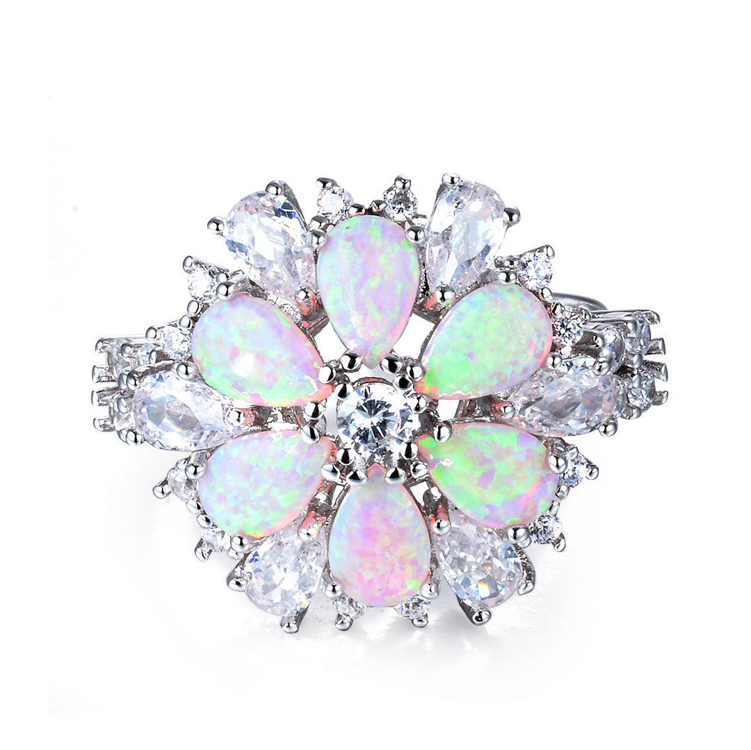 Olivenorma Pink Opal Flower Floral Ring - image 2