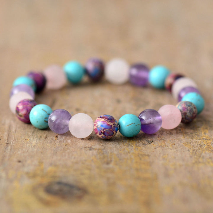 Olivenorma Amethyst Rose Quartz Turquoise Beads Bracelet - image 2