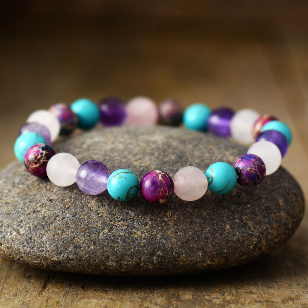 Olivenorma Amethyst Rose Quartz Turquoise Beads Bracelet - Natural Stone - image 0