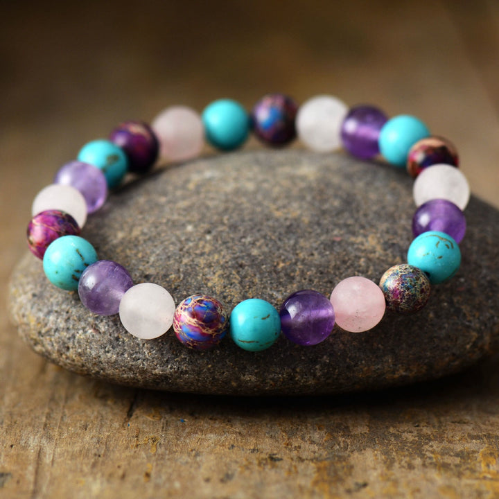 Olivenorma Amethyst Rose Quartz Turquoise Beads Bracelet - image 1