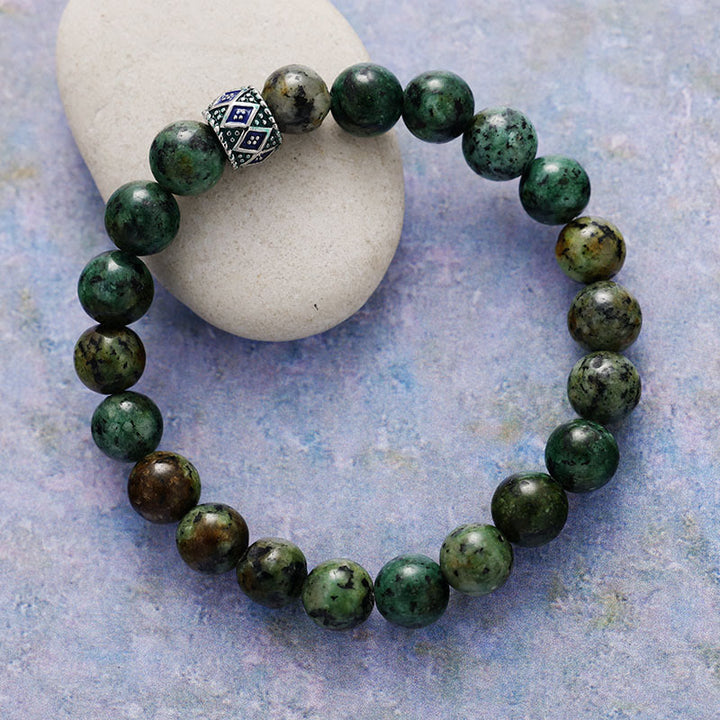 Olivenorma 8mm Natural Stone Beads Yoga Meditation Bracelet - African Turquoise - image 1