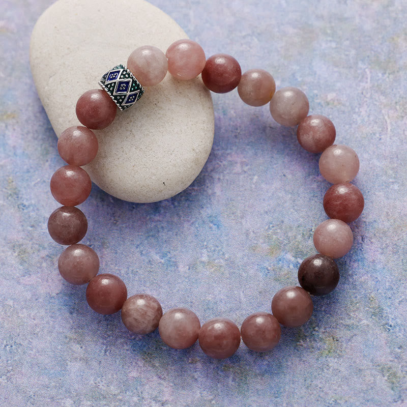 Olivenorma 8mm Natural Stone Beads Yoga Meditation Bracelet - Strawberry Quartz - image 11