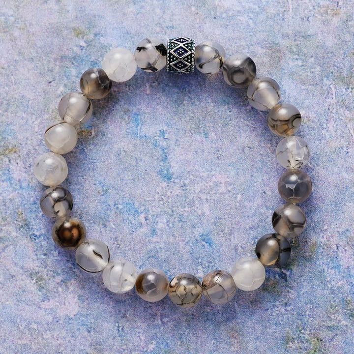 Olivenorma 8mm Natural Stone Beads Yoga Meditation Bracelet - Dragon Vein Agate - image 18