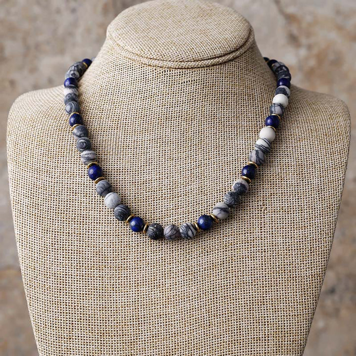 Olivenorma Lapis Lazuli Black Silk Stone Beaded Necklace - image 3
