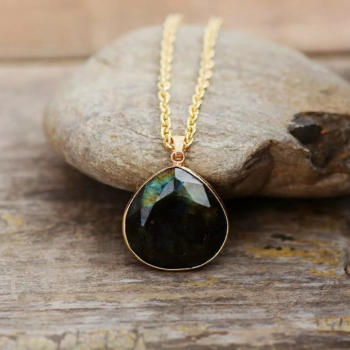 Olivenorma Labradorite Drop Cut Pendant Necklace - image 1