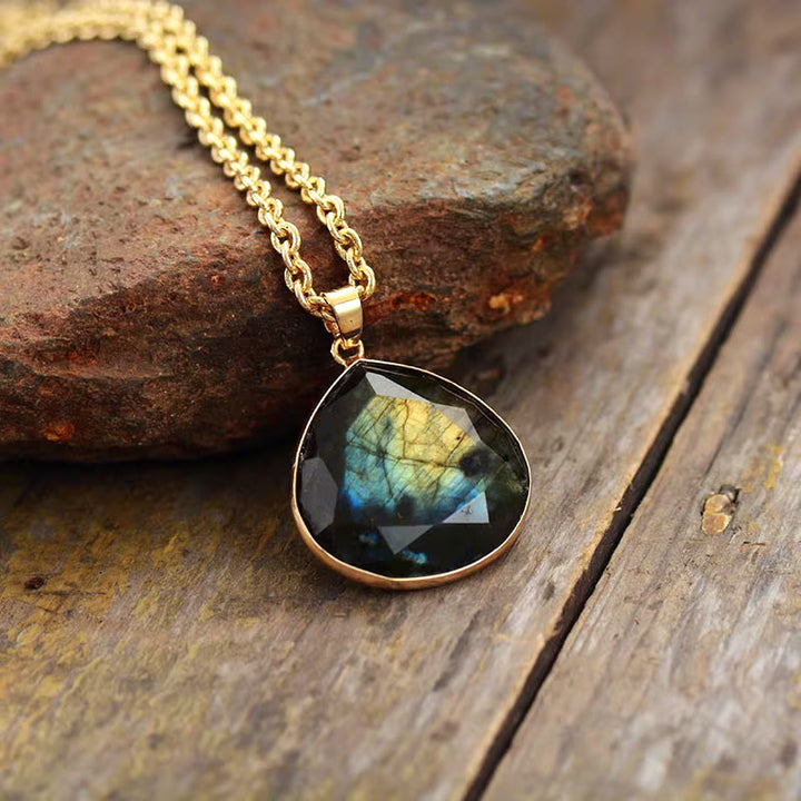 Olivenorma Labradorite Drop Cut Pendant Necklace - image 2