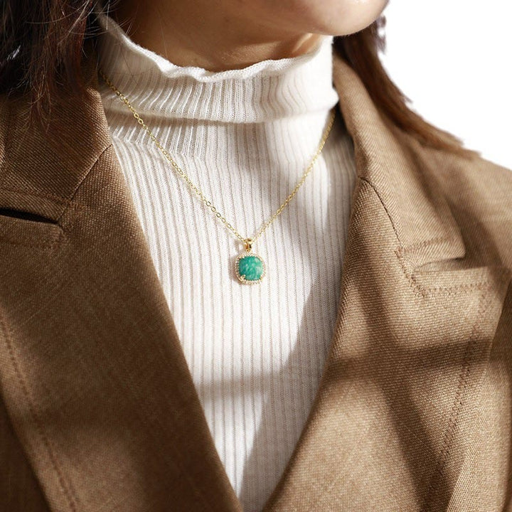 Olivenorma Square Cut Natural Stone Pendant Necklace - image 2