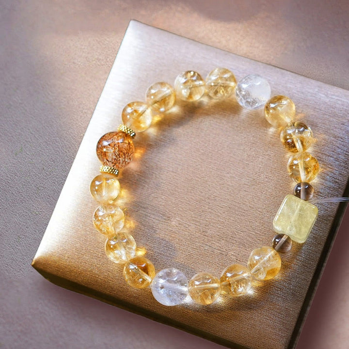 Olivenorma Gold Rutilated Quartz Citrine Beaded Bracelet - image 2