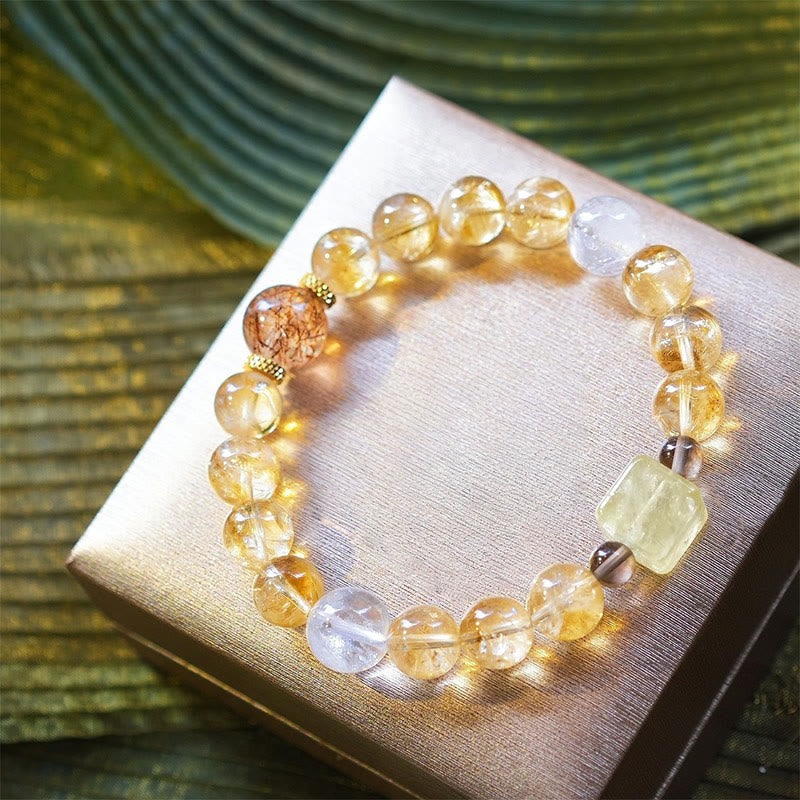 Olivenorma Gold Rutilated Quartz Citrine Beaded Bracelet - image 1