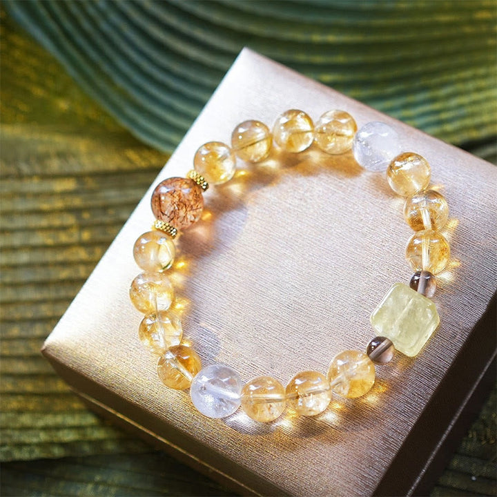 Olivenorma Gold Rutilated Quartz Citrine Beaded Bracelet - image 1
