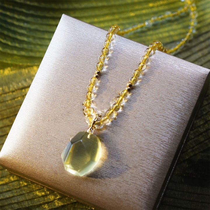 Olivenorma Gold Rutilated Quartz Citrine Beaded Bracelet - Citrine Necklace - 45+5cm - image 6