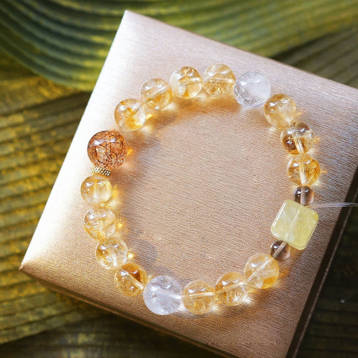 Olivenorma Gold Rutilated Quartz Citrine Beaded Bracelet - image 3