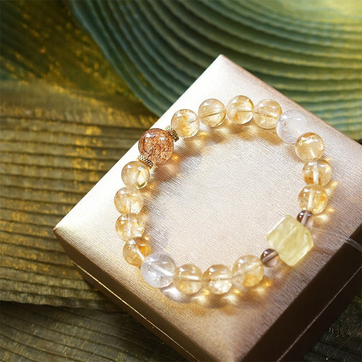 Olivenorma Gold Rutilated Quartz Citrine Beaded Bracelet - image 4