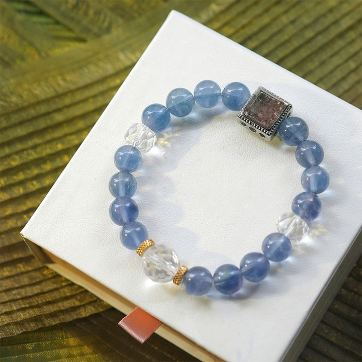 Olivenorma Natural Blue Purple Fluorite Beaded Bracelet - image 1