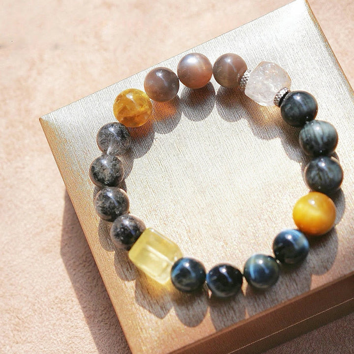 Olivenorma Hawk's Eye Quartz Black Quartz Rutilated Bracelet - image 4