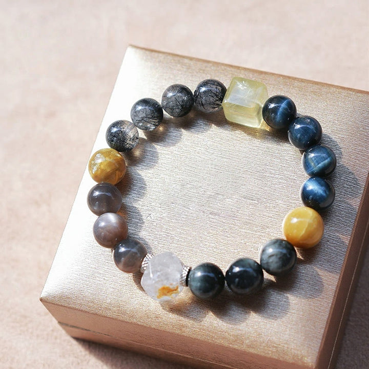 Olivenorma Hawk's Eye Quartz Black Quartz Rutilated Bracelet - image 3