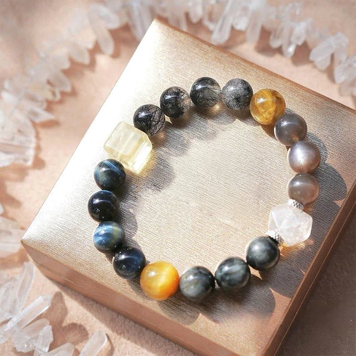 Olivenorma Hawk's Eye Quartz Black Quartz Rutilated Bracelet - image 1