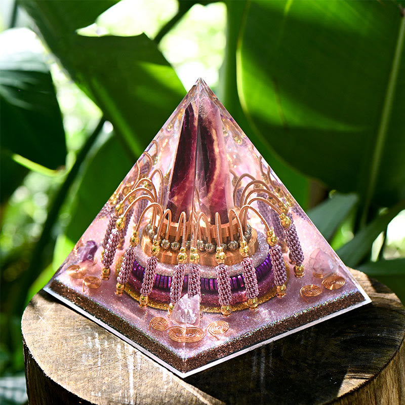 Olivenorma Rainbow Fluorite Energy Tower Lepidolite Orgone Pyramid - image 5