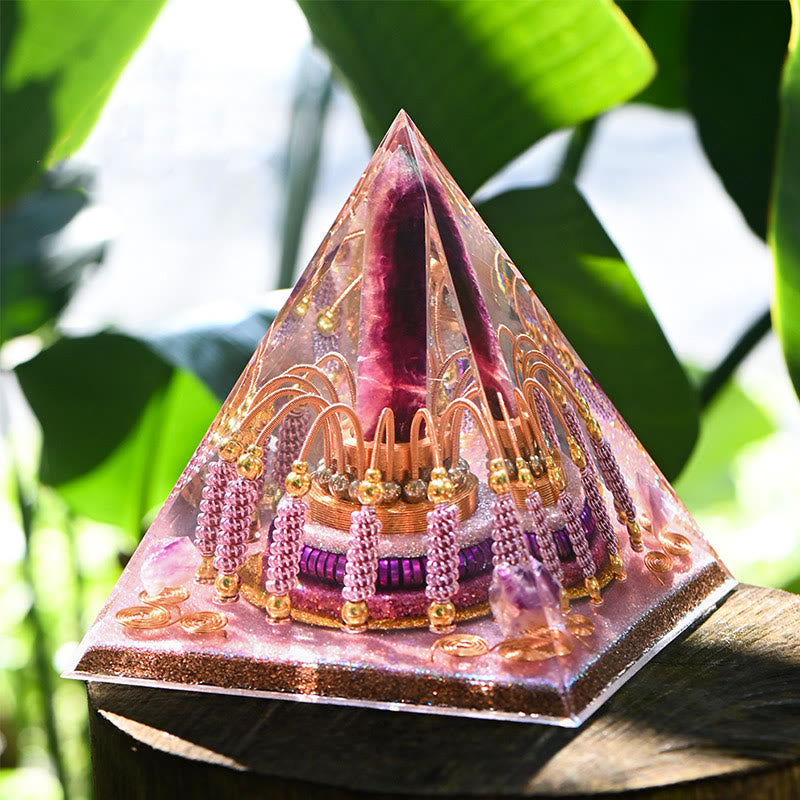Olivenorma Rainbow Fluorite Energy Tower Lepidolite Orgone Pyramid - image 11