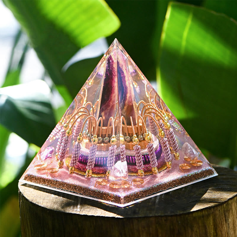 Olivenorma Rainbow Fluorite Energy Tower Lepidolite Orgone Pyramid - image 4