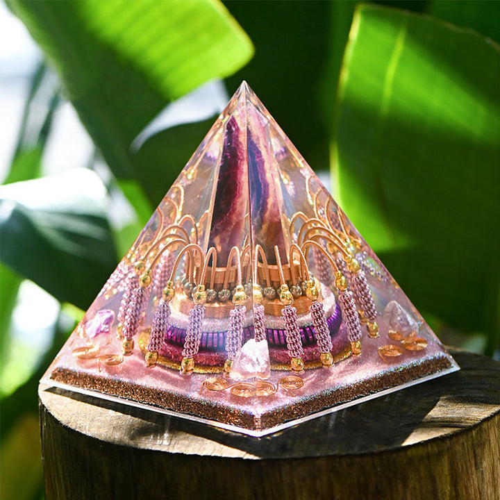 Olivenorma Rainbow Fluorite Energy Tower Lepidolite Orgone Pyramid - image 4