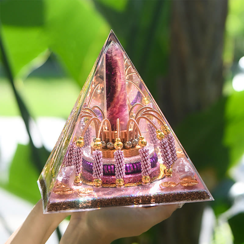 Olivenorma Rainbow Fluorite Energy Tower Lepidolite Orgone Pyramid - image 3