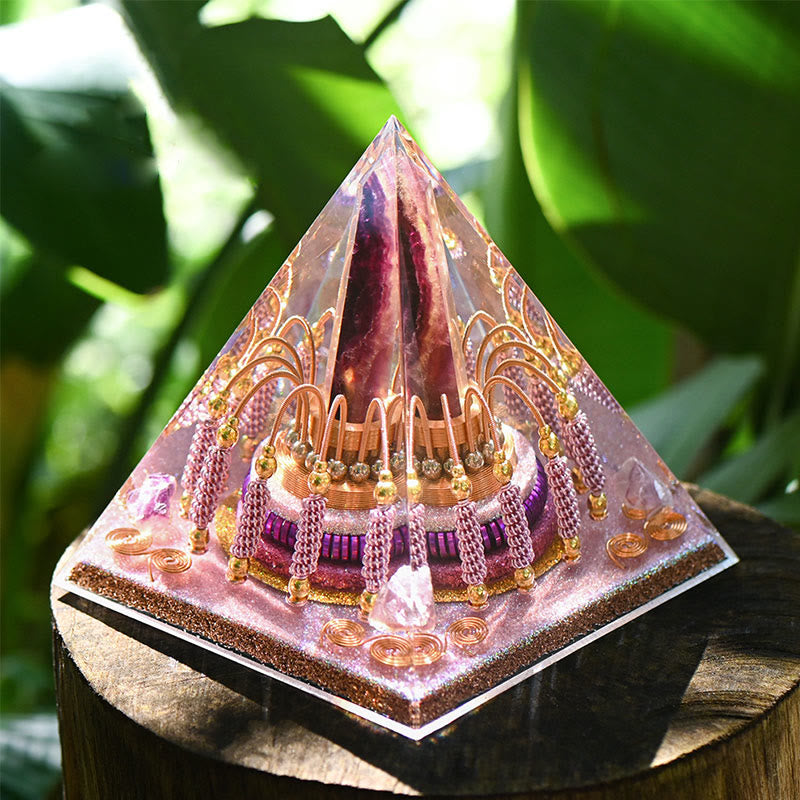 Olivenorma Rainbow Fluorite Energy Tower Lepidolite Orgone Pyramid - image 6